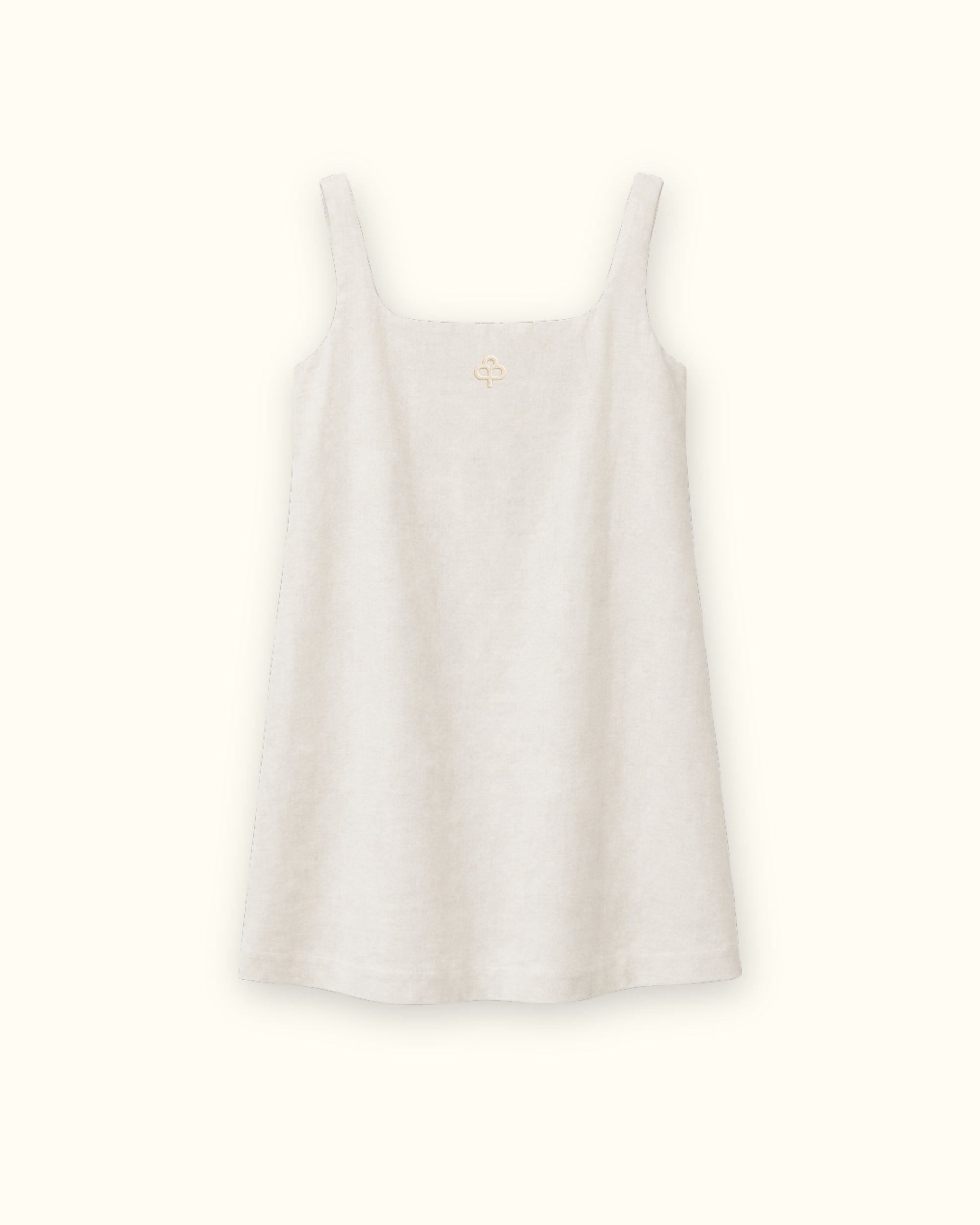 Mini-Leinenkleid in Off white, Vorderansicht, mit Ausschnitt und Kleidersilhouette