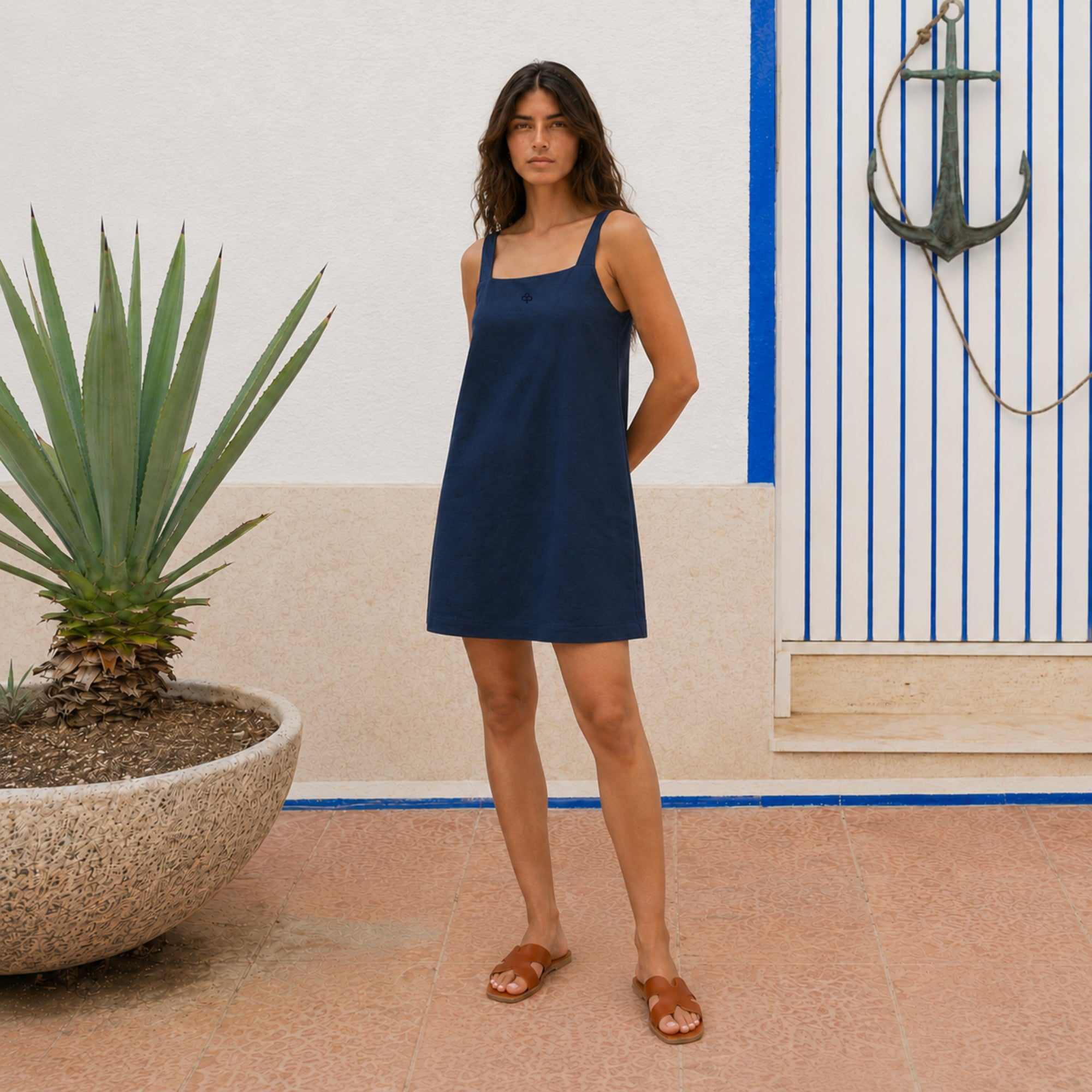 Mini-Leinenkleid für Damen