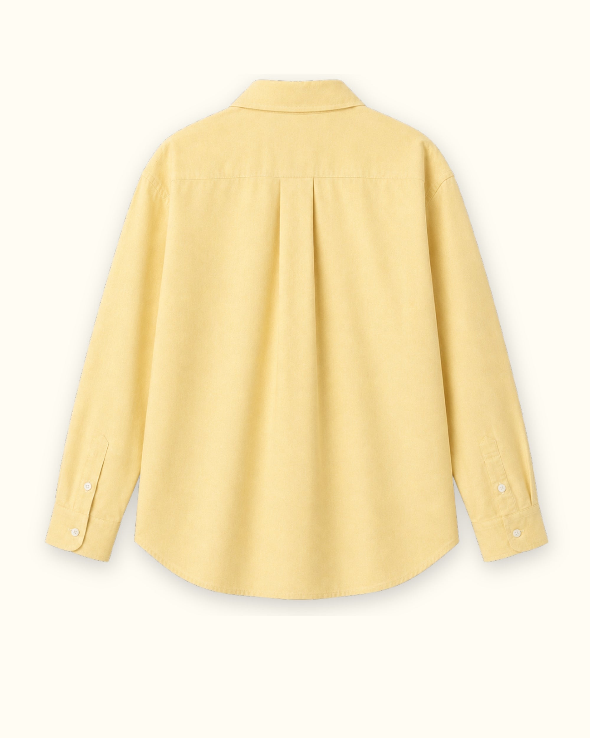 Camisa Oxford medium fit en Oxford amarillo claro, vista trasera, mostrando el cuello, el bajo y la confección relajada