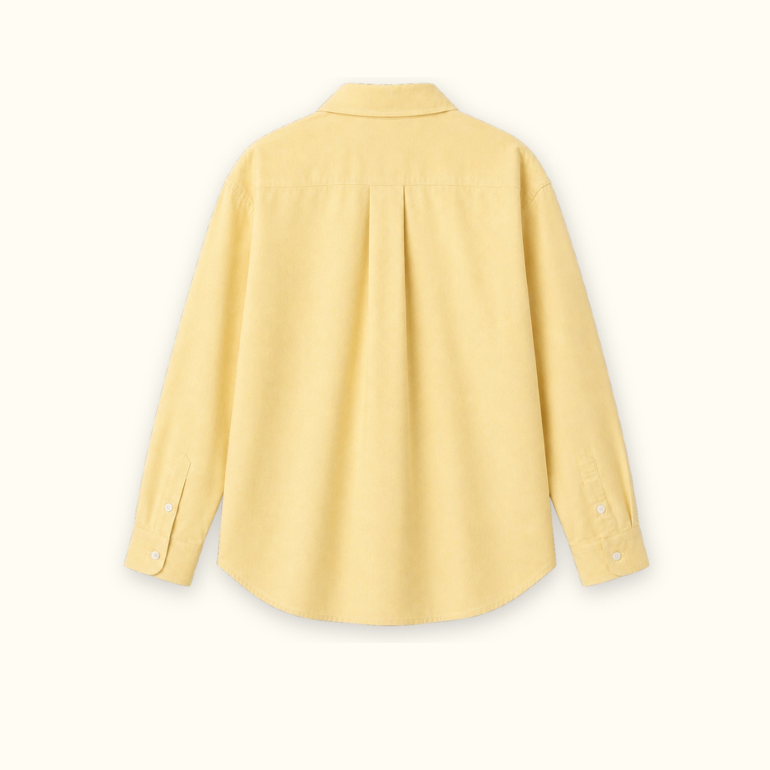 Camicia Oxford medium fit in Oxford Giallo Chiaro, vista posteriore, con colletto, fondo e taglio rilassato