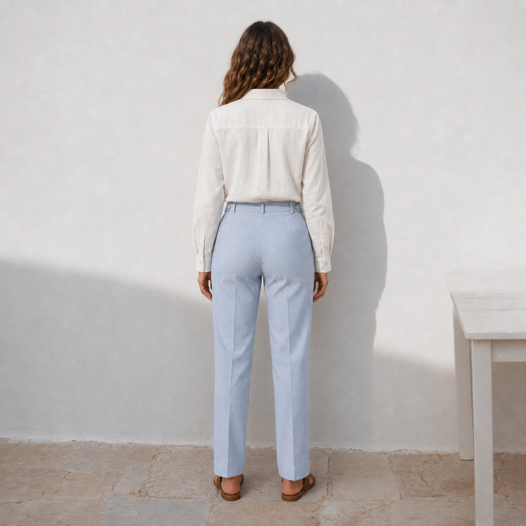 Leinenhose mit geradem Bein für Damen