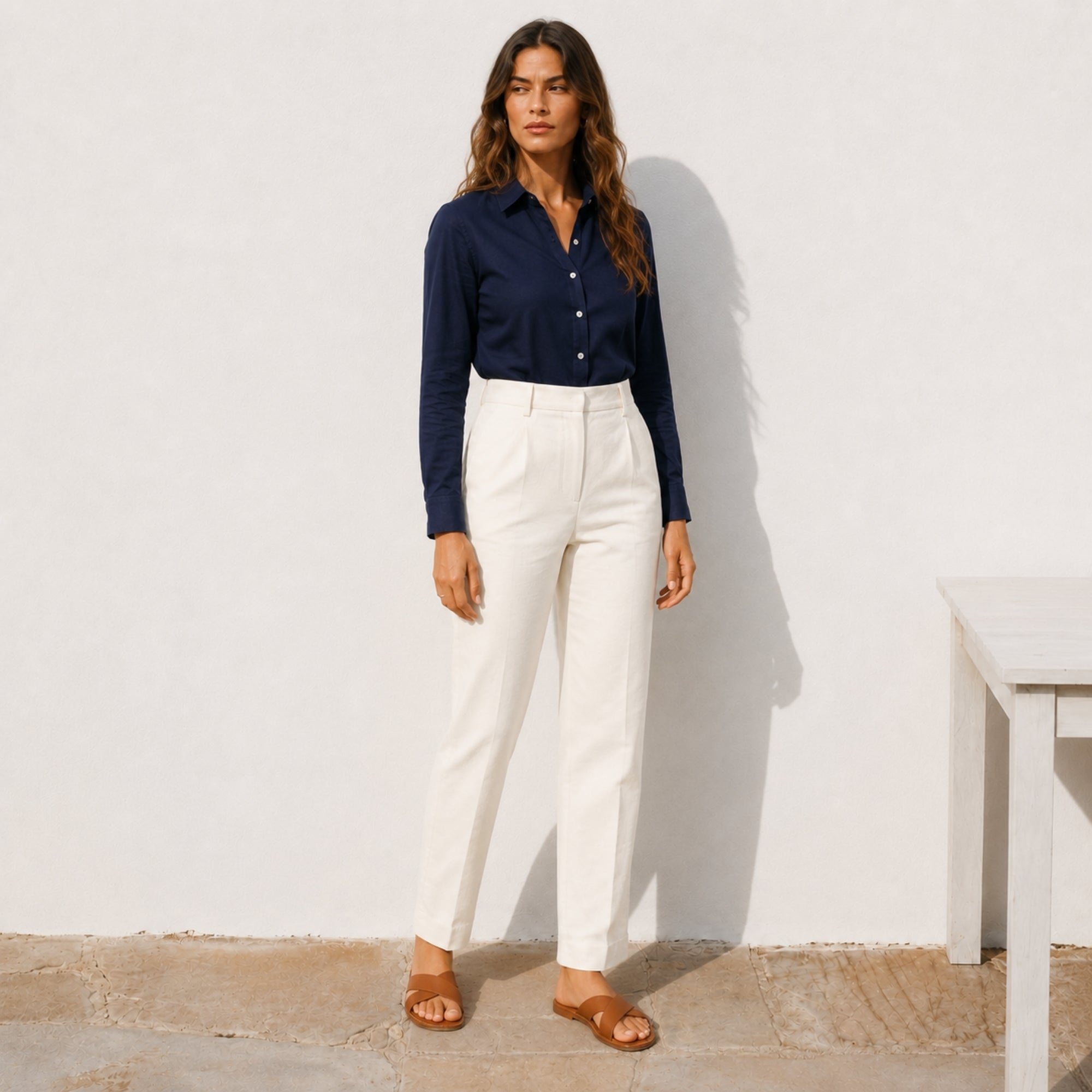 Leinenhose mit geradem Bein für Damen