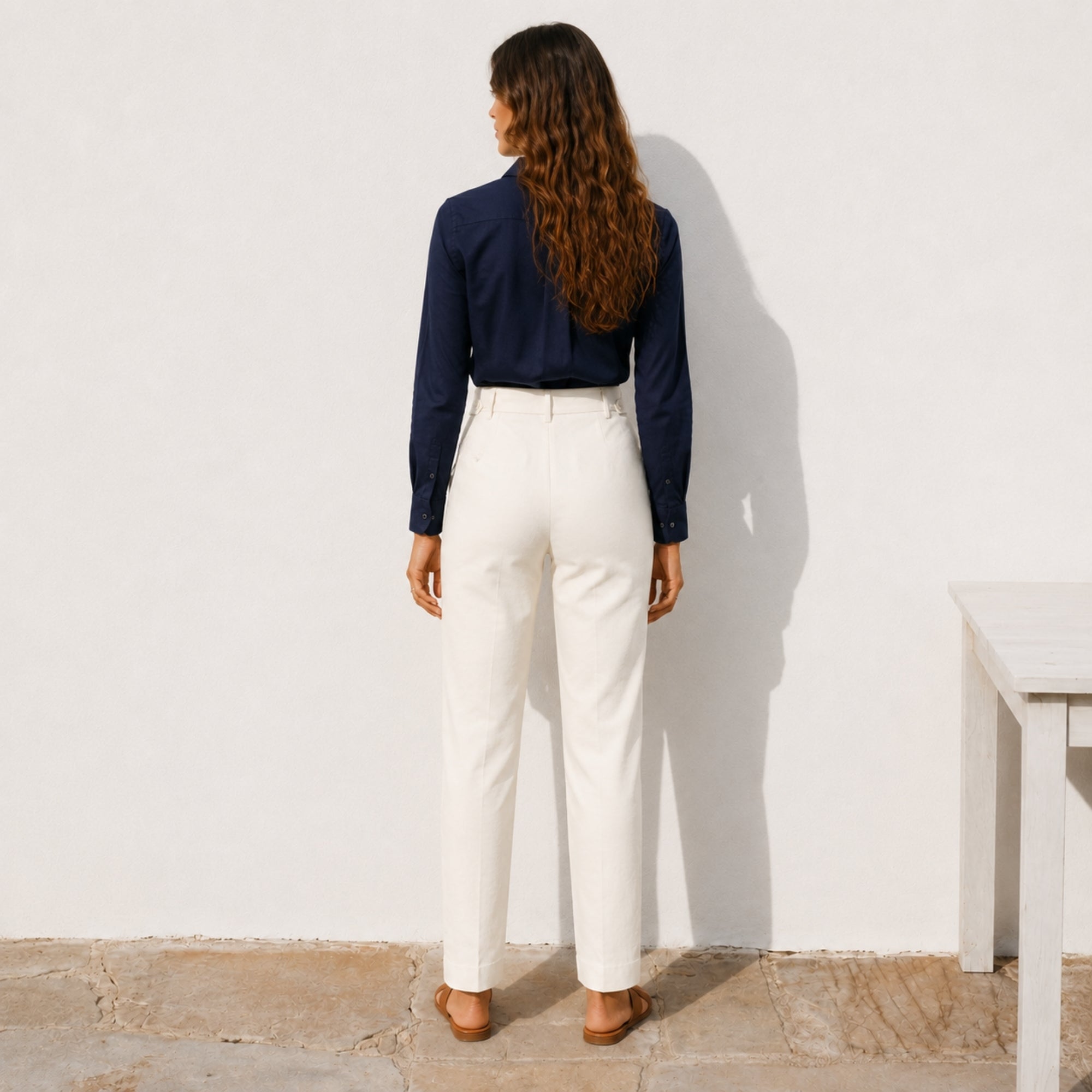 Leinenhose mit geradem Bein für Damen