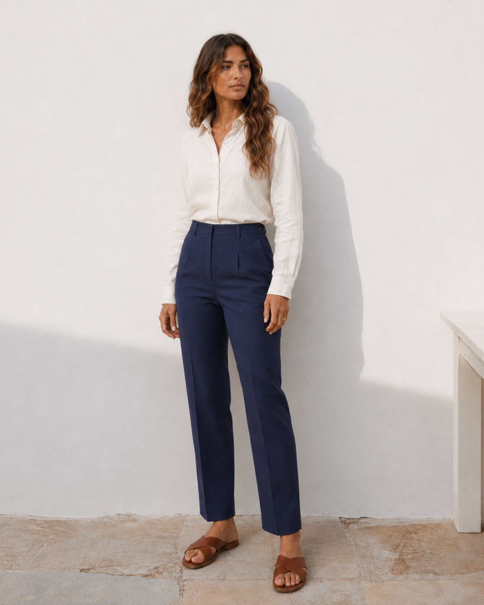 Pantalón de pernera recta de lino