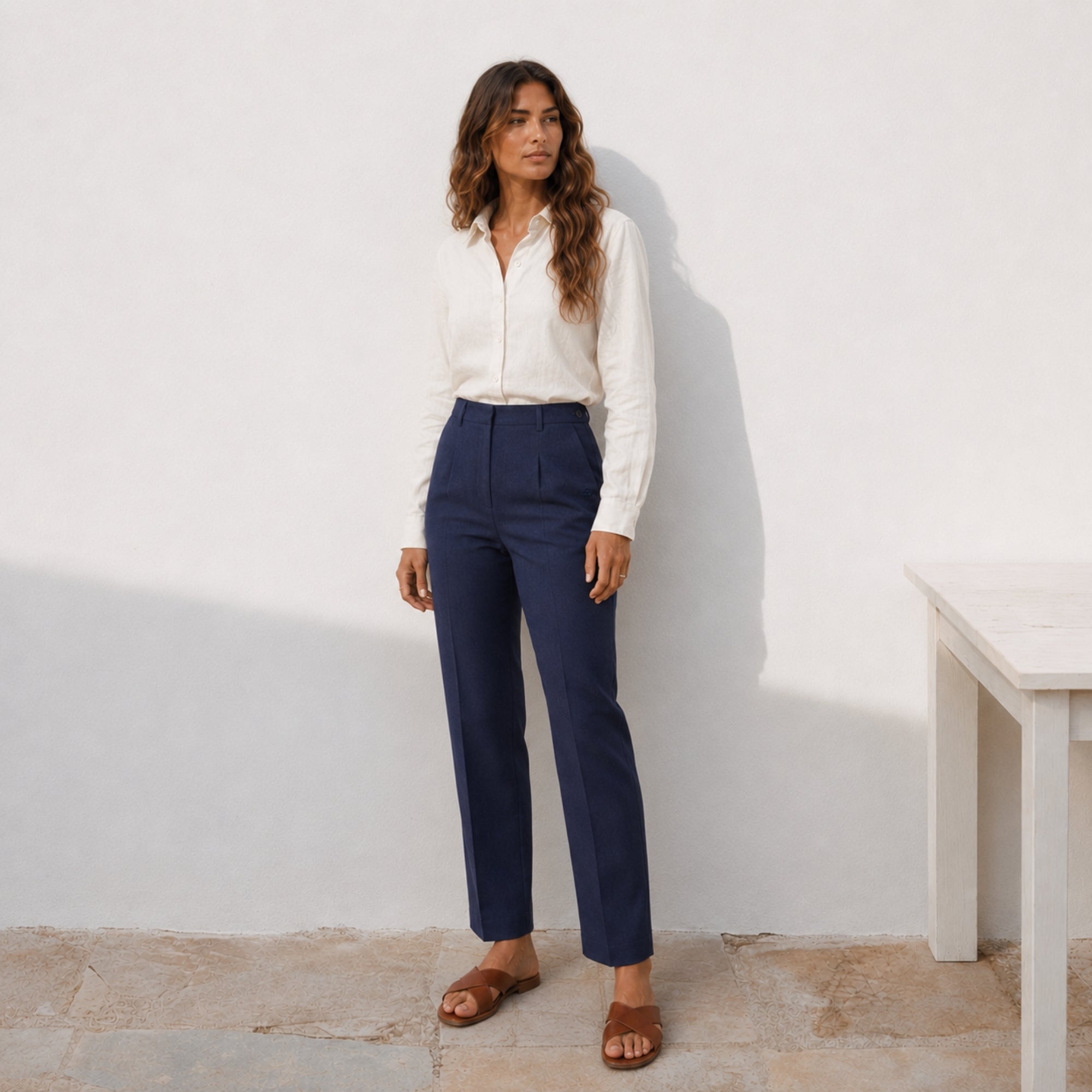 Leinenhose mit geradem Bein für Damen
