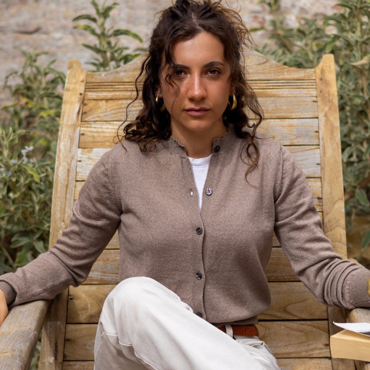 Cardigan Laine Mérinos — Beige