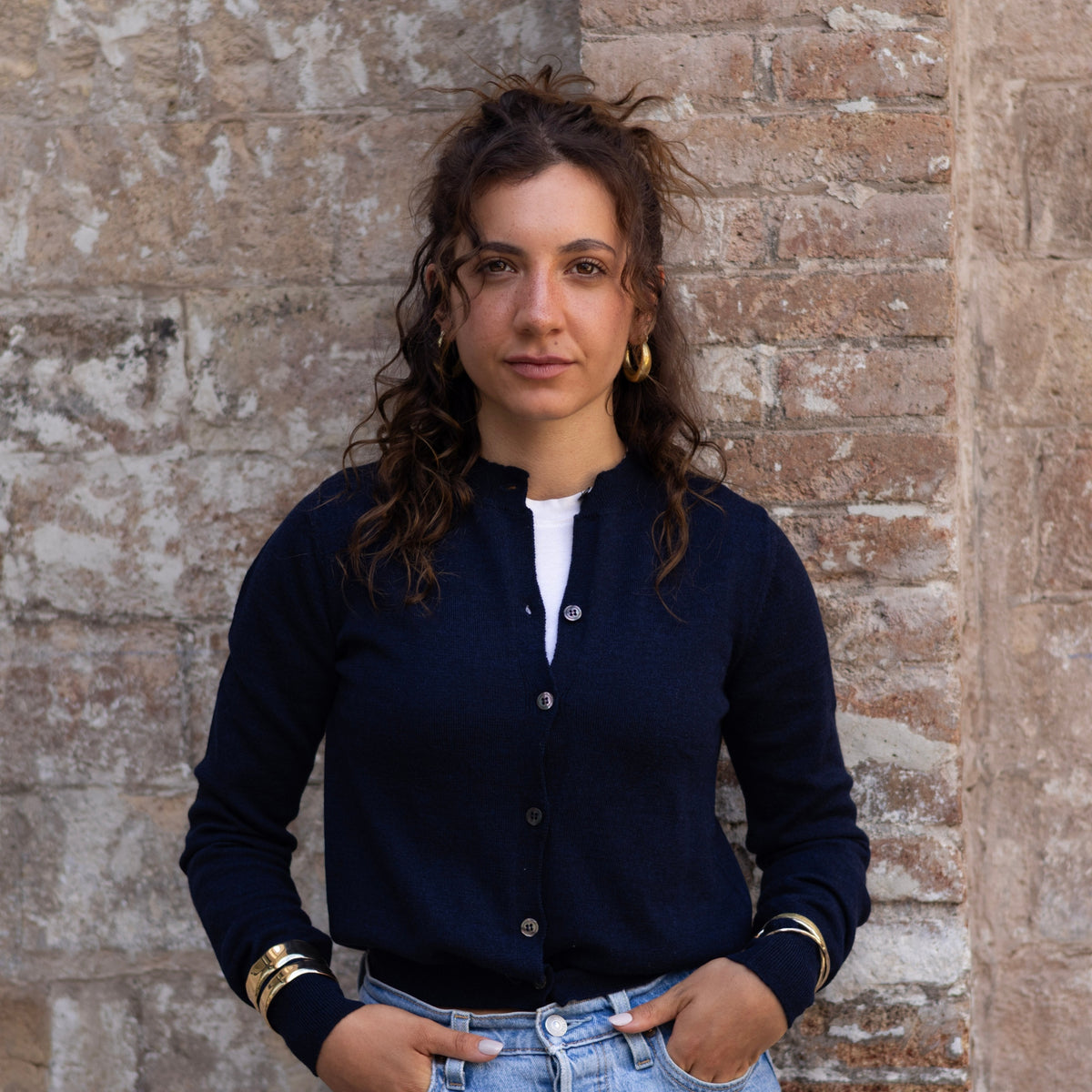 Cardigan Laine Mérinos — Bleu Marine