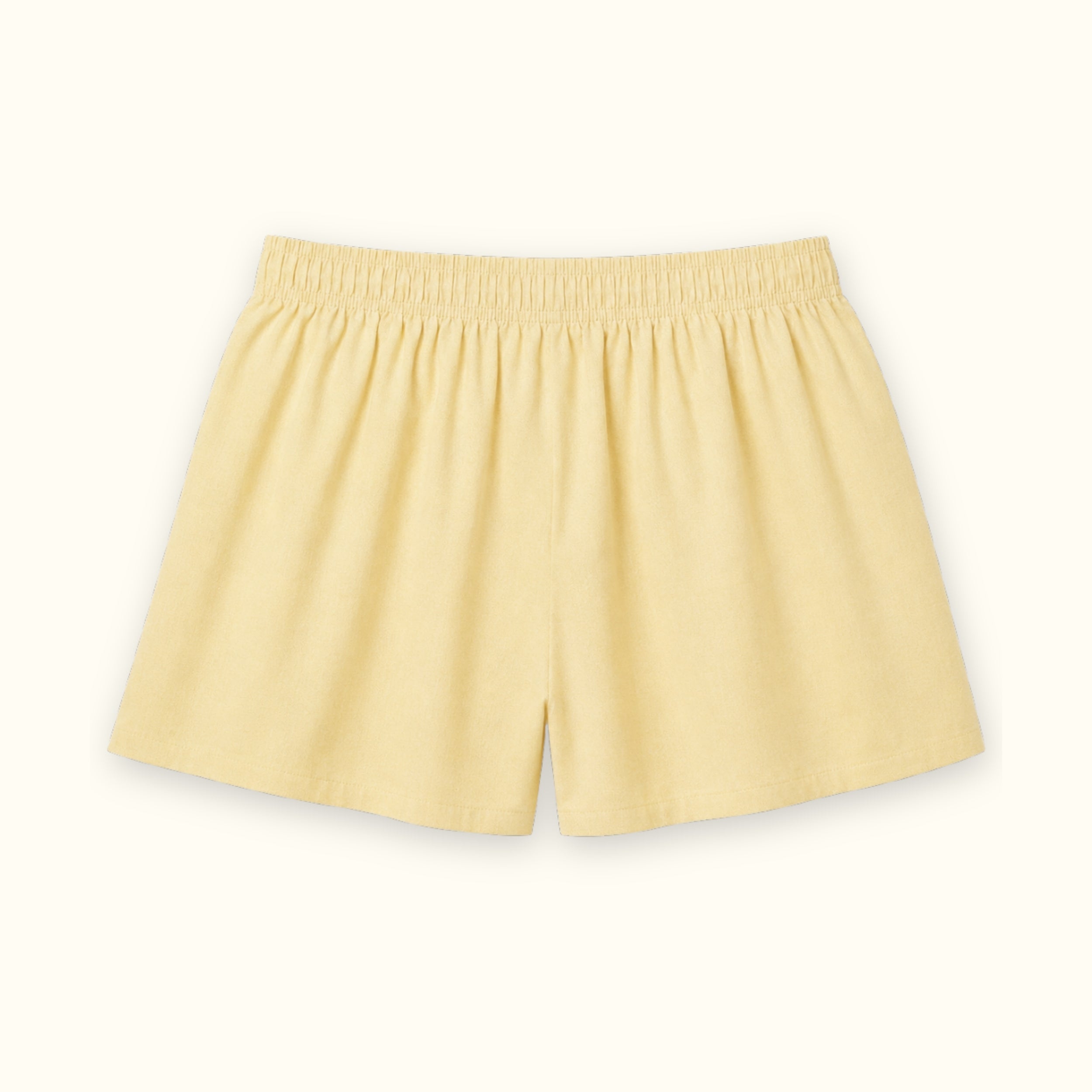 Shorts boxer in cotone Oxford Giallo Chiaro, vista posteriore, con vita e linea della gamba