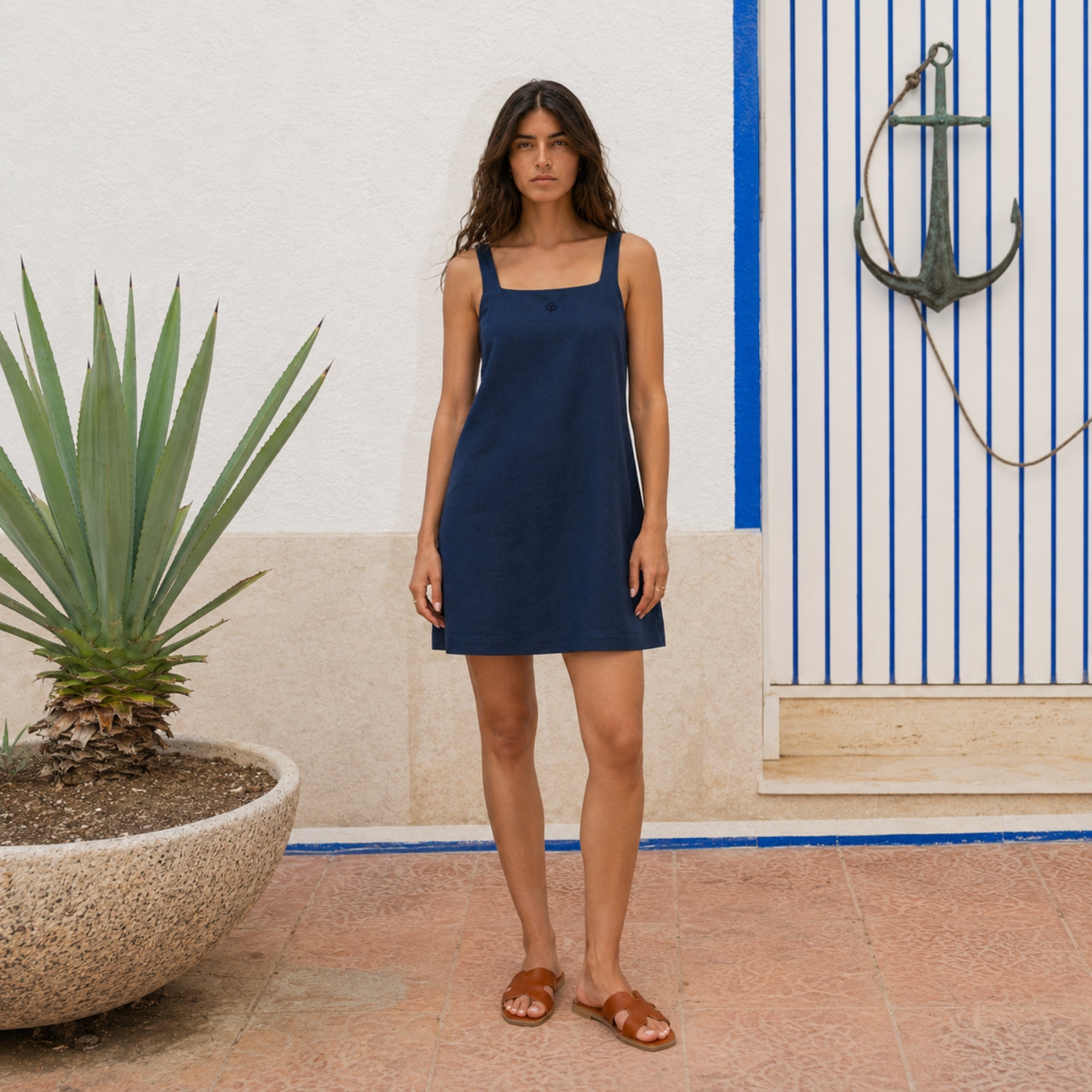 Mini-Leinenkleid für Damen