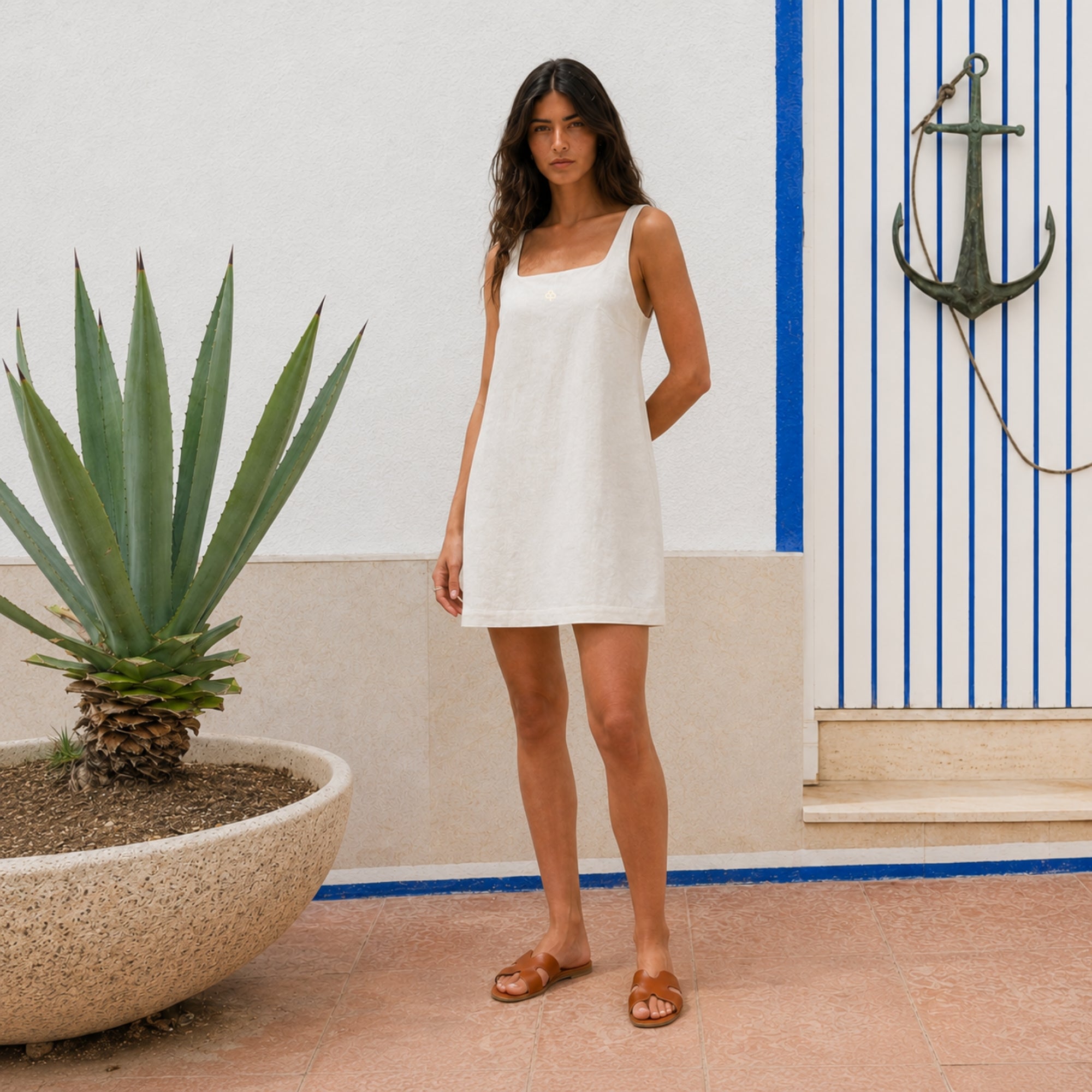 Mini-Leinenkleid für Damen