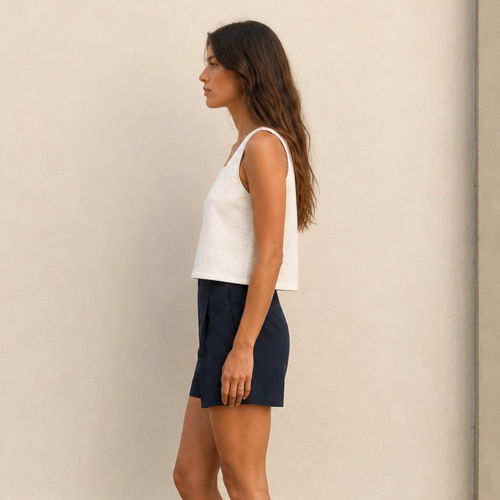 Square Neck Linen Top