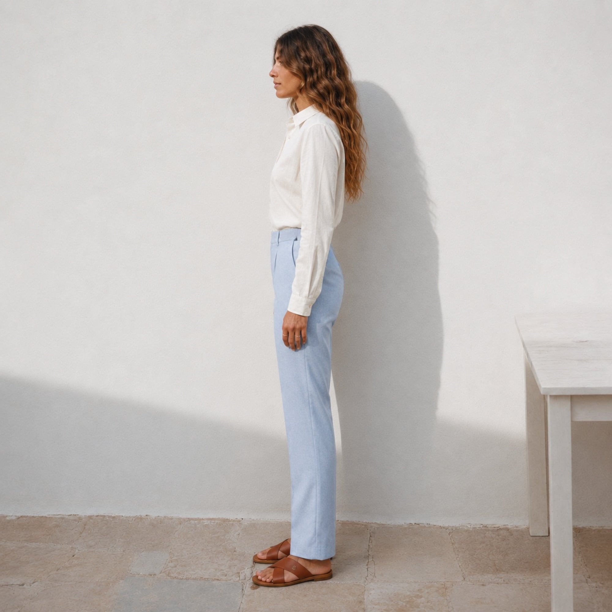 Leinenhose mit geradem Bein für Damen
