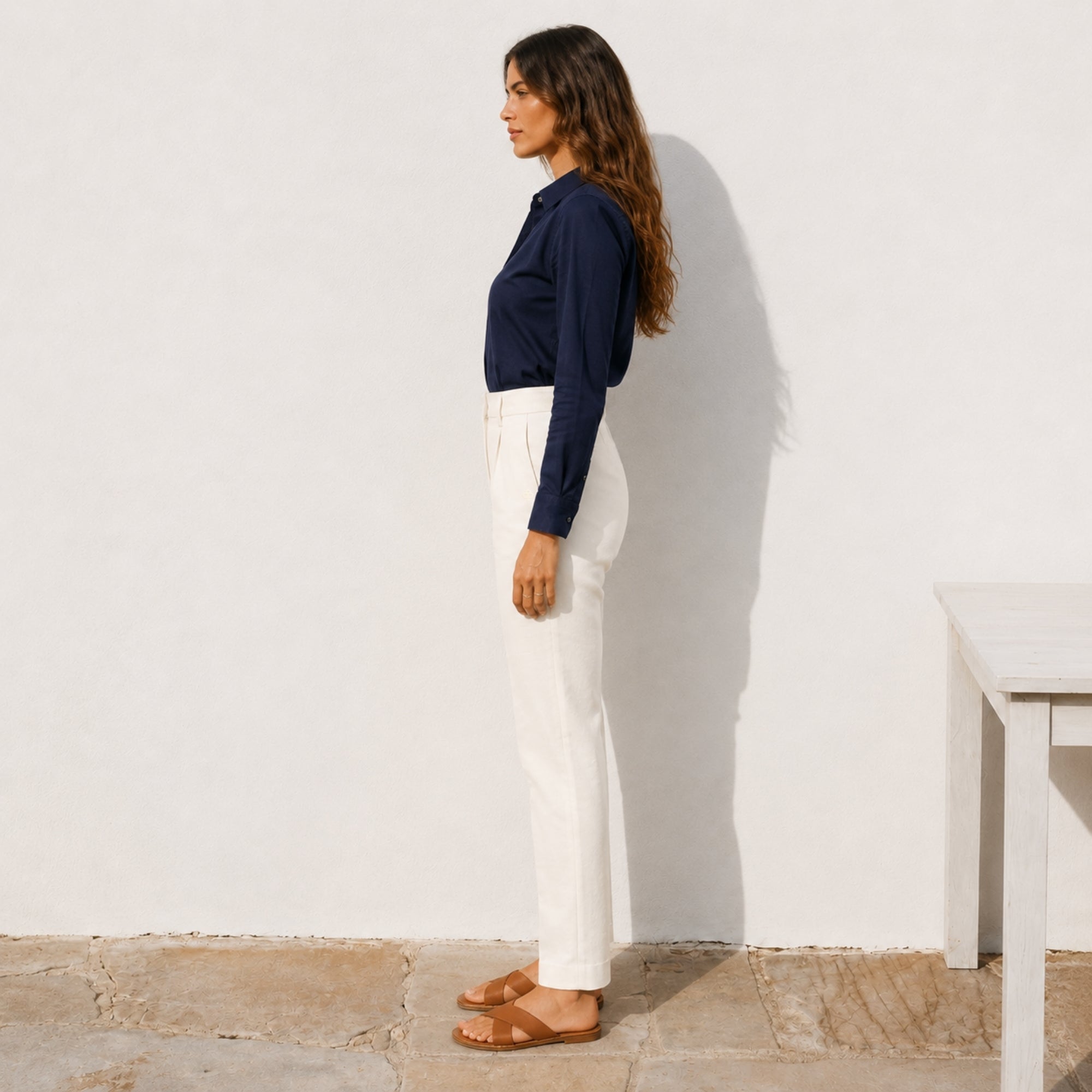 Leinenhose mit geradem Bein für Damen
