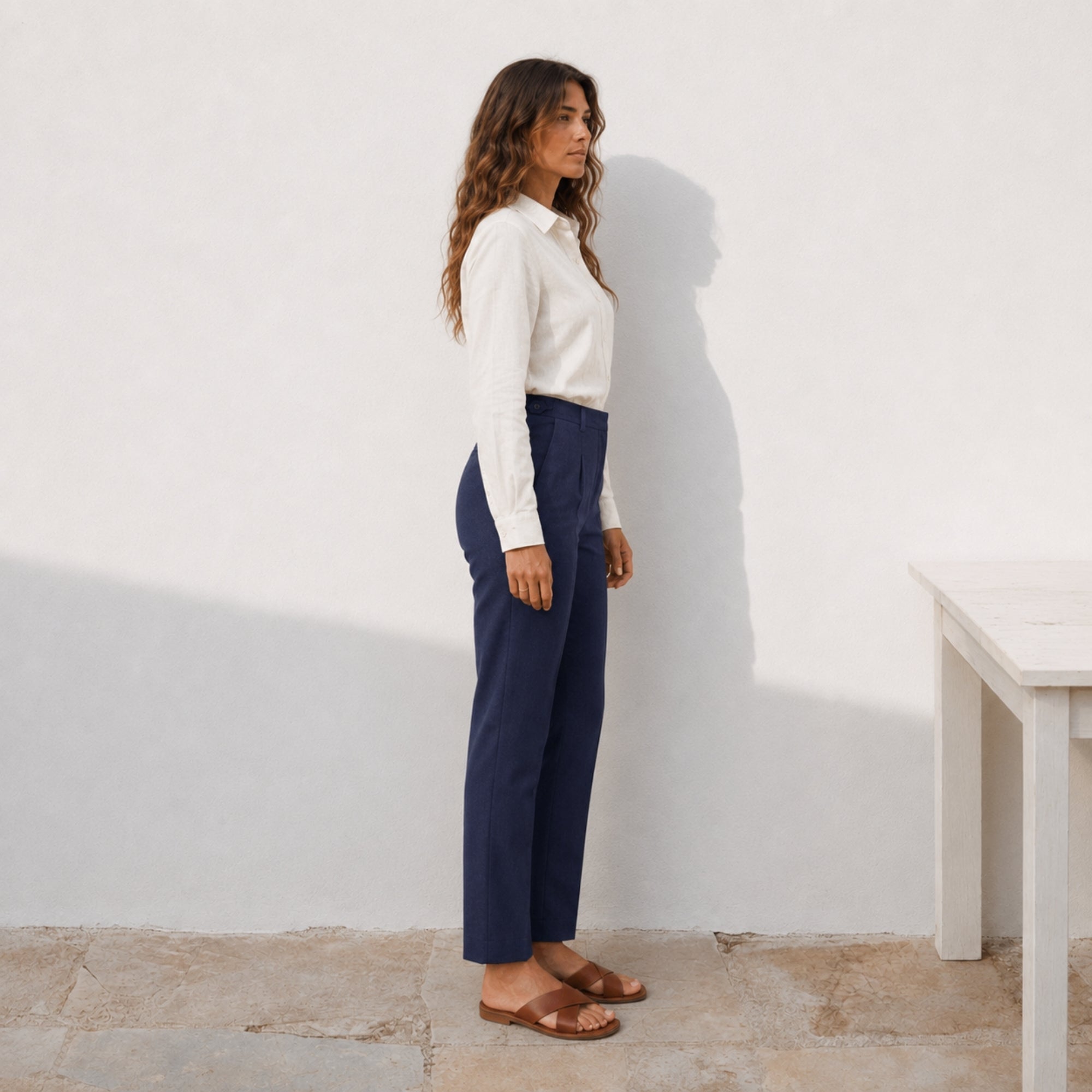 Leinenhose mit geradem Bein für Damen