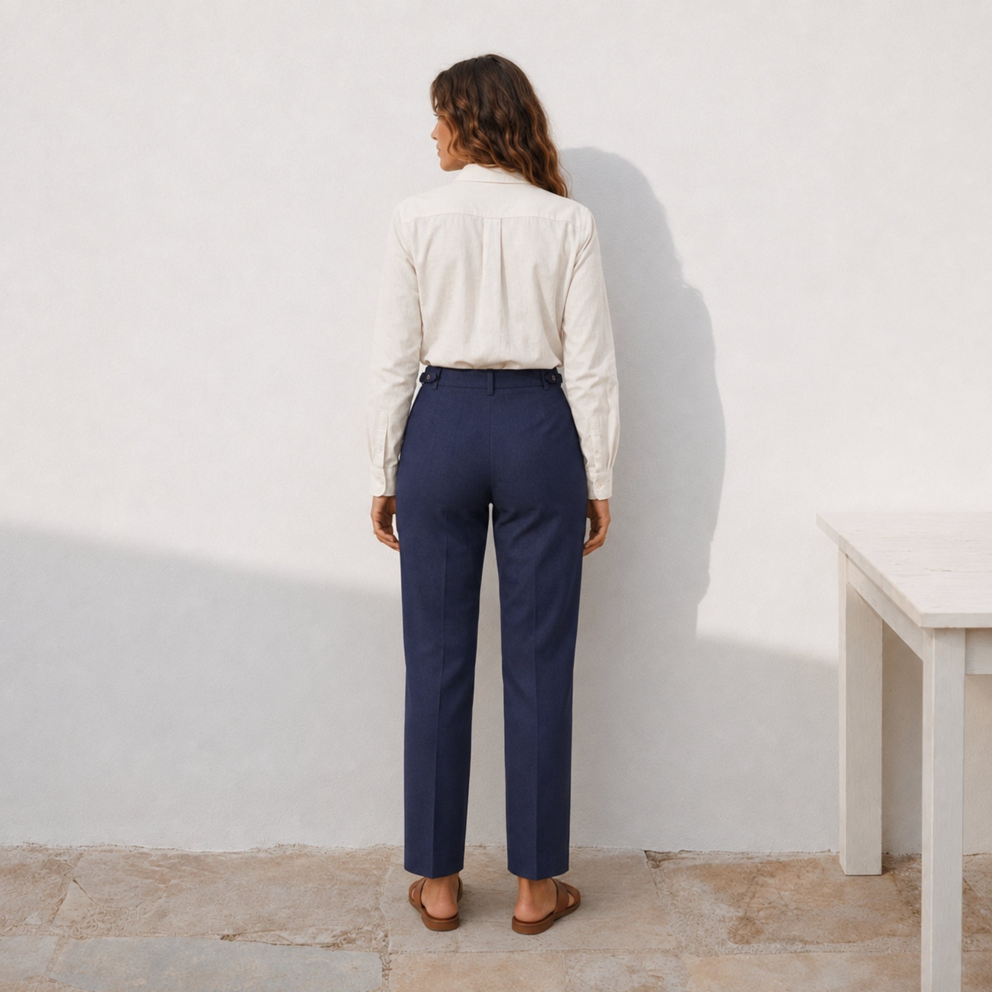 Leinenhose mit geradem Bein für Damen